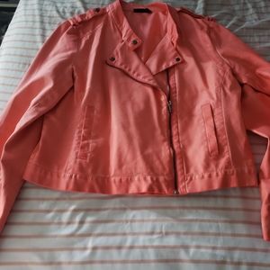 Coral leather jacket